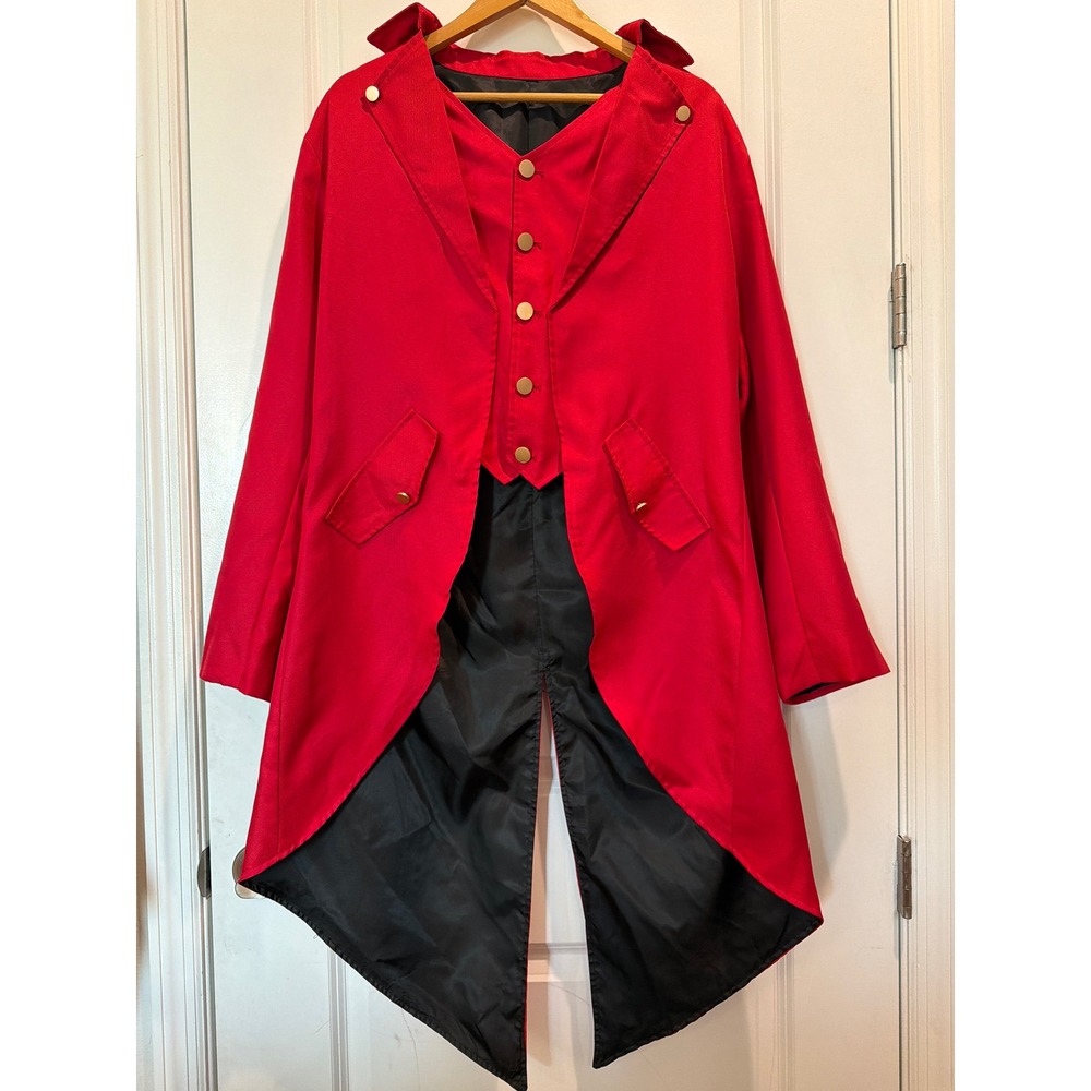 Red Ringmaster Tailcoat Costume Jacket with Vest Front Gold Buttons Cosplay